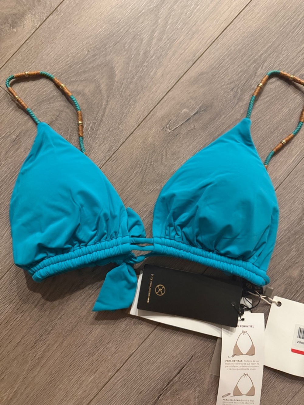 Vix Women’s Turquoise Triangle Bikini Top - size D Cup